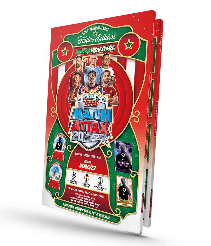 Official 2026/27 Match Attax Countdown Calendar packaging.