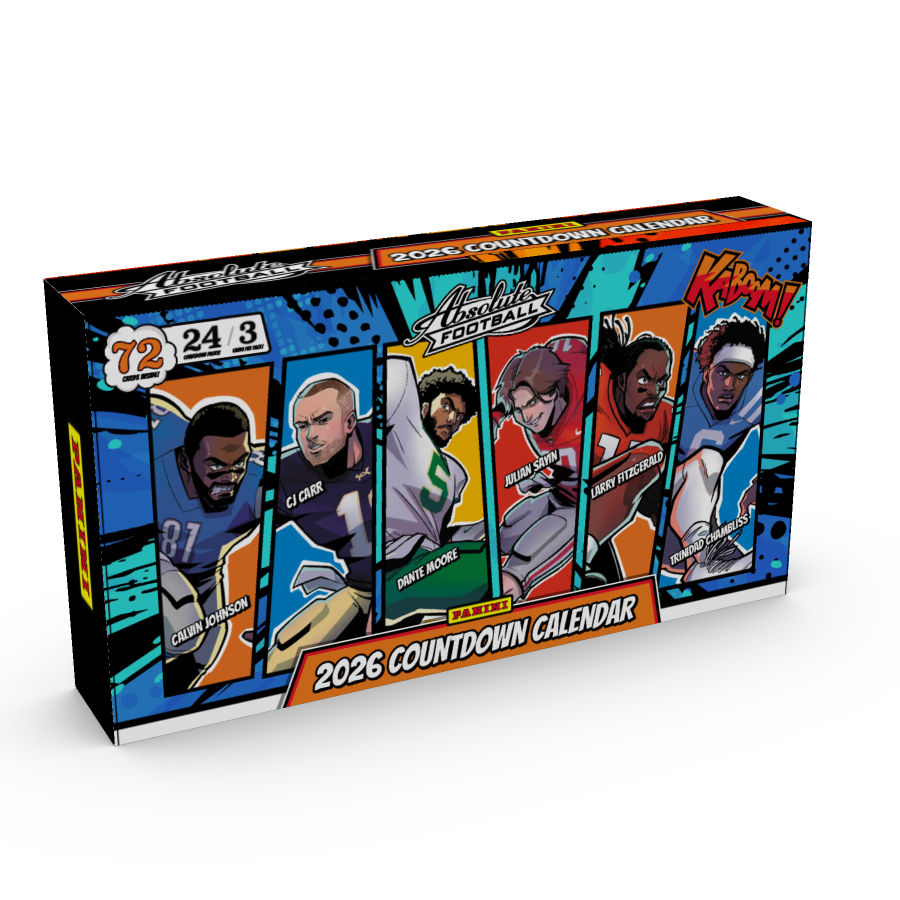 Official 2026 Panini Absolute Football Countdown Calendar packaging.